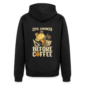 Civil Engineer Before Engineering Coffee Lover - Unisex Premium Bio Zip Hoodie - Schwarz - Hinten - Nico (187cm)
