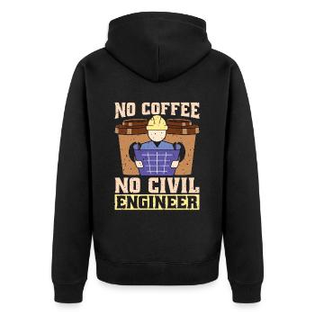 Civil Engineer No Coffee No Engineers Coffee Lover - Unisex Premium Bio Zip Hoodie - Schwarz - Hinten - Nico (187cm)