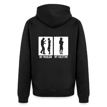 Civil Engineer My Problem My Pictogram Mom Dad - Unisex Premium Bio Zip Hoodie - Schwarz - Hinten - Nico (187cm)