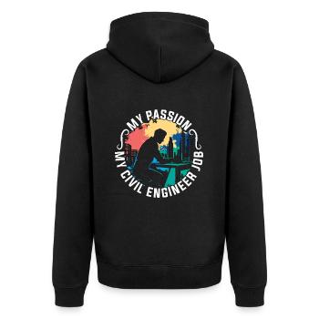 Civil Engineer My Passion My Engineer Contractor - Unisex Premium Bio Zip Hoodie - Schwarz - Hinten - Nico (187cm)
