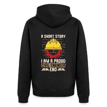 Civil Engineer A Short Story I Am A Contractor - Unisex Premium Bio Zip Hoodie - Schwarz - Hinten - Nico (187cm)