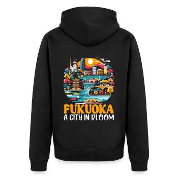 Fukuoka Japan Country Travel Vacation Japanese - Unisex Premium Organic Zip Hoodie - black - Back - Nico (187cm)