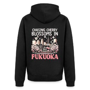 Fukuoka Japan Country Travel Vacation Japanese - Unisex Premium Organic Zip Hoodie - black - Back - Nico (187cm)