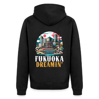 Fukuoka Japan Country Travel Vacation Japanese - Unisex Premium Organic Zip Hoodie - black - Back - Nico (187cm)