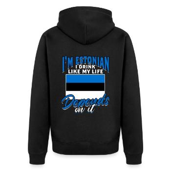 Estonien Estonie - Veste à capuche bio Premium Unisexe - noir - Dos - Nico (187cm)