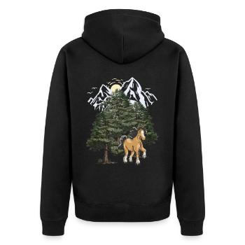 Mountains, Mountains, Horse, Black Forest, Tyrol, Alps - Unisex Premium Organic Zip Hoodie - black - Back - Nico (187cm)