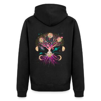Moon Tree Meditation Meditate Universe Fantasy - Unisex Premium Organic Zip Hoodie - black - Back - Nico (187cm)