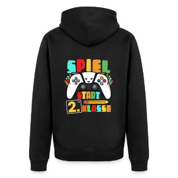2nd Grade Game Start Gamer - Unisex Premium Organic Zip Hoodie - black - Back - Nico (187cm)