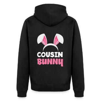 Cousin Hase Osterhasenohren Ostern - Unisex Premium Bio Zip Hoodie - Schwarz - Hinten - Nico (187cm)