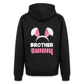 Bruder Hase Osterhasenohren Ostern - Unisex Premium Bio Zip Hoodie - Schwarz - Hinten - Nico (187cm)