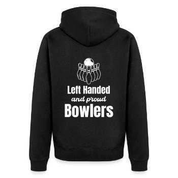 Linkshändige Und Stolze Bowler Beidhändiges - Unisex Premium Bio Zip Hoodie - Schwarz - Hinten - Nico (187cm)