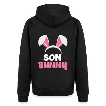 Sohn Hase Osterhasenohren Ostern - Unisex Premium Bio Zip Hoodie - Schwarz - Hinten - Nico (187cm)