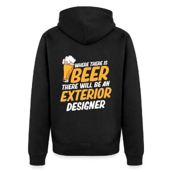 Where there's beer, there's also an exterior designer - Unisex Premium Organic Zip Hoodie - black - Back - Nico (187cm)