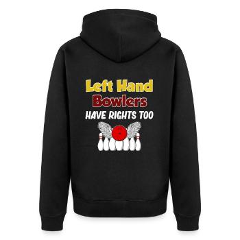 Linkshändige Bowler Haben Auch Rechte Beidhändige - Unisex Premium Bio Zip Hoodie - Schwarz - Hinten - Nico (187cm)