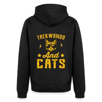 Taekwondo et chats - Veste à capuche bio Premium Unisexe - noir - Dos - Nico (187cm)