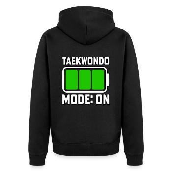 Taekwondo-Modus Ein - Unisex Premium Bio Zip Hoodie - Schwarz - Hinten - Nico (187cm)