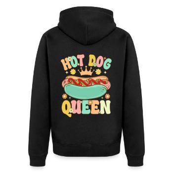 Groovy Funny Hotdog Girl - Unisex Premium Organic Zip Hoodie - black - Back - Nico (187cm)