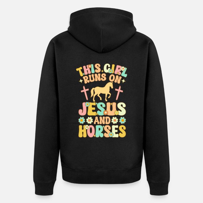 Fille d’équitation - Veste à capuche bio Premium Unisexe - noir
