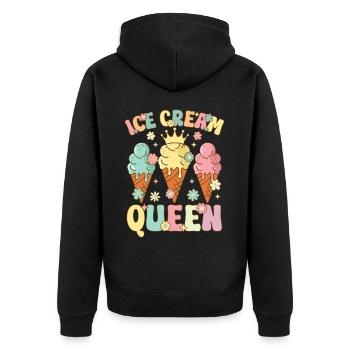 Groovy Ice Cream Girl Ice Cream Cone - Unisex Premium Organic Zip Hoodie - black - Back - Nico (187cm)
