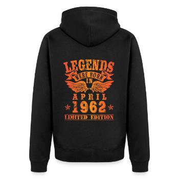 Les légendes sont nées en avril 1962 - Veste à capuche bio Premium Unisexe - noir - Dos - Nico (187cm)