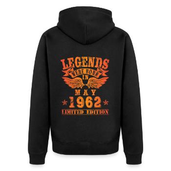 Les légendes sont nées en mai 1962 - Veste à capuche bio Premium Unisexe - noir - Dos - Nico (187cm)