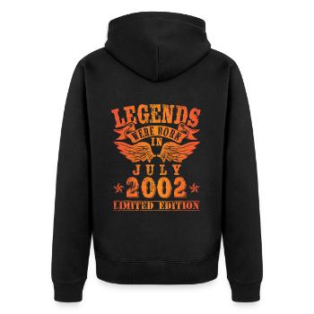 Les légendes sont nées le jour de l'anniversaire de juillet 2002 - Veste à capuche bio Premium Unisexe - noir - Dos - Nico (187cm)