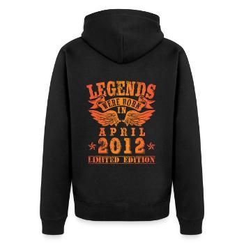 Les légendes sont nées le jour de l'anniversaire d'avril 2012 - Veste à capuche bio Premium Unisexe - noir - Dos - Nico (187cm)