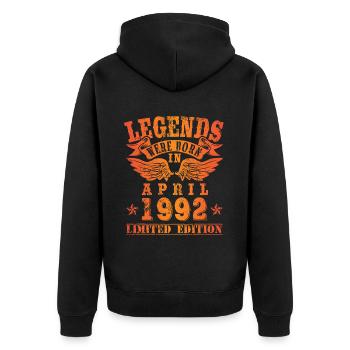 Les légendes sont nées en avril 1992 - Veste à capuche bio Premium Unisexe - noir - Dos - Nico (187cm)