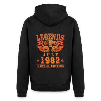 Les légendes sont nées en juillet 1982 - Veste à capuche bio Premium Unisexe - noir - Dos - Nico (187cm)