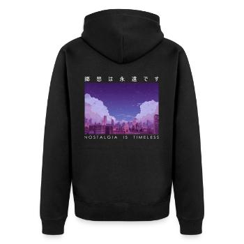 Nostalgia Is Timeless Retro Japanese Vintage Stree - Unisex Premium Bio Zip Hoodie - Schwarz - Hinten - Nico (187cm)