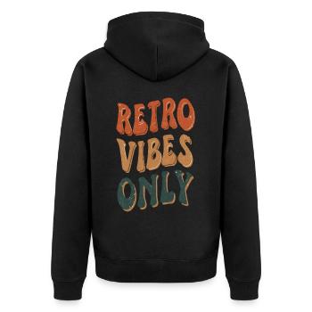 Retro Vibes Only Vintage Groovy Aesthetic Classic - Unisex Premium Bio Zip Hoodie - Schwarz - Hinten - Nico (187cm)