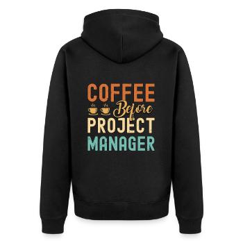 Project Manager Coffee Management Coffee Lover - Unisex Premium Organic Zip Hoodie - black - Back - Nico (187cm)