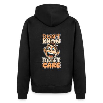 Singe Drôle Je ne sais pas m’en soucier - Veste à capuche bio Premium Unisexe - noir - Dos - Nico (187cm)