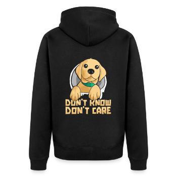 Labrador Drôle Je ne sais pas s’en soucier - Veste à capuche bio Premium Unisexe - noir - Dos - Nico (187cm)