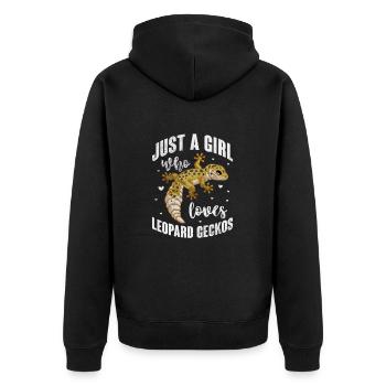 Gecko - Unisex Premium Organic Zip Hoodie - black - Back - Nico (187cm)
