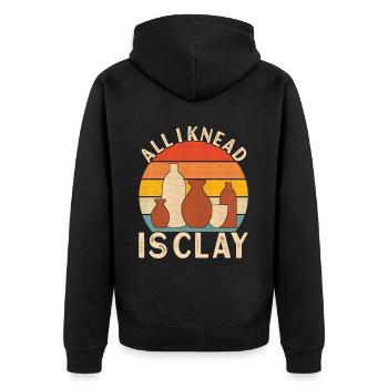 Töpfern Töpfer - Unisex Premium Bio Zip Hoodie - Schwarz - Hinten - Nico (187cm)