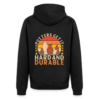 Töpfern Töpfer - Unisex Premium Bio Zip Hoodie - Schwarz - Hinten - Nico (187cm)