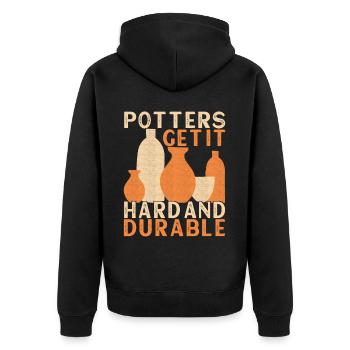 Töpfern Töpfer - Unisex Premium Bio Zip Hoodie - Schwarz - Hinten - Nico (187cm)