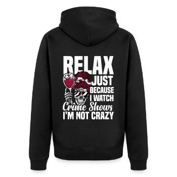 True Crime - Unisex Premium Bio Zip Hoodie - Schwarz - Hinten - Nico (187cm)