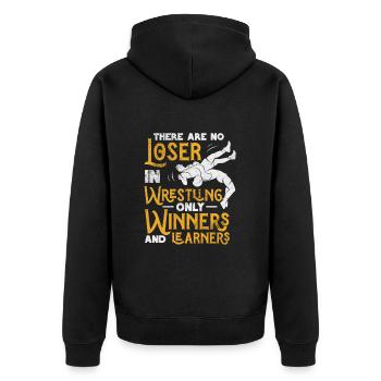 Wrestling - Unisex Premium Bio Zip Hoodie - Schwarz - Hinten - Nico (187cm)