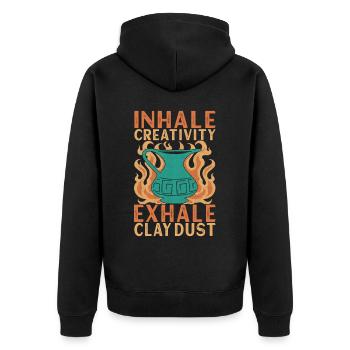Töpfern Töpfer - Unisex Premium Bio Zip Hoodie - Schwarz - Hinten - Nico (187cm)