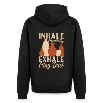 Töpfern Töpfer - Unisex Premium Bio Zip Hoodie - Schwarz - Hinten - Nico (187cm)