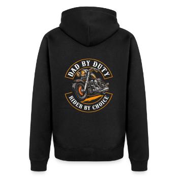 Motorrad Biker Motorbike Motorcycle Dad - Unisex Premium Bio Zip Hoodie - Schwarz - Hinten - Nico (187cm)