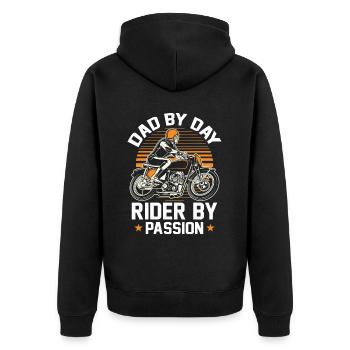 Motorrad Biker Motorbike Motorcycle Dad - Unisex Premium Bio Zip Hoodie - Schwarz - Hinten - Nico (187cm)
