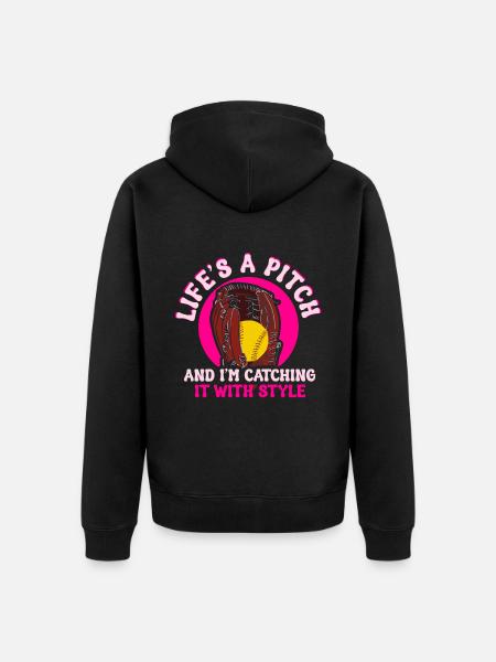Catcher Softball Lover Bat Ball - Unisex Premium Organic Zip Hoodie - black