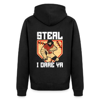 Fänger Softballliebhaber Fledermaus Ball - Unisex Premium Bio Zip Hoodie - Schwarz - Hinten - Nico (187cm)