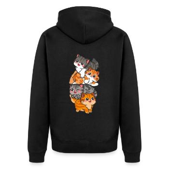 Cat Cute Kitty Stack Cats Anime Kawaii - Unisex Premium Organic Zip Hoodie - black - Back - Nico (187cm)