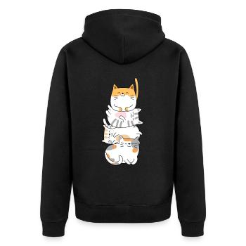 Cat Cute Kitty Stack Cats Anime Kawaii - Unisex Premium Organic Zip Hoodie - black - Back - Nico (187cm)