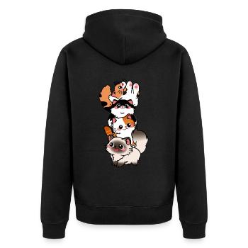 Cat Cute Kitty Stack Cats Anime Kawaii - Unisex Premium Organic Zip Hoodie - black - Back - Nico (187cm)