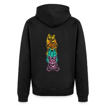 Cat Cute Kitty Stack Cats Anime Kawaii - Unisex Premium Organic Zip Hoodie - black - Back - Nico (187cm)